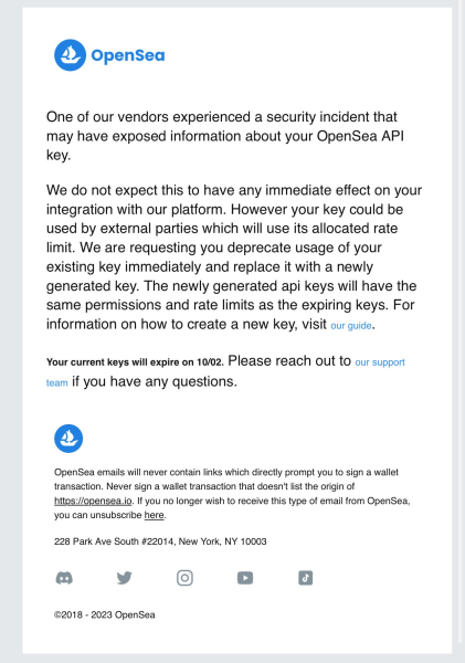 OpenSea API Key Leak: Users To Generate New Keys For Enhanced Security