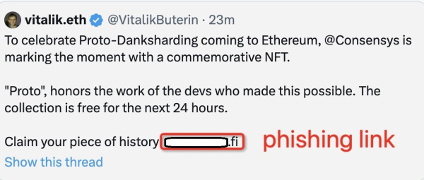 Watch Out: Vitalik Buterin's Twitter Account Has Been Hacked - Don't Click on the Link He Shared