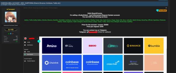 Hacker Claims to Have Accessed Law Enforcement System Used by Binance and Coinbase